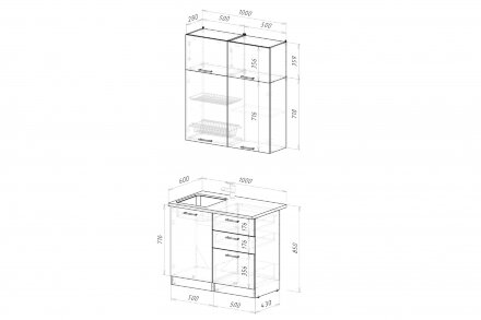 Кухонный гарнитур Глория мини, 100 см 